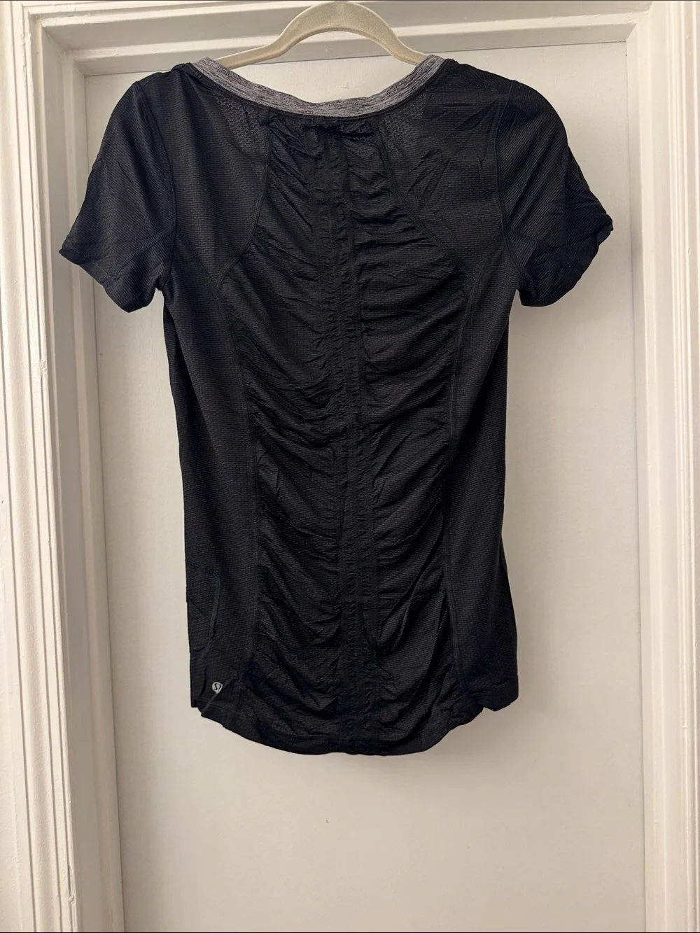 lululemon athletica Black Short-Sleeve V-Neck Top with Gray Trim